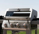 Monument Grills 4-Burner Liquid Propane Gas Grill, Silver Stainless Steel Grill Outdoor Patio Garden Barbecue Grill with Clearview® Lid and One Foldable Shelf, Mesa400MF by GreenHaven Gardens