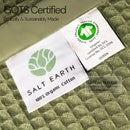 Salt Earth GOTS Certified 100% Organic Cotton Throw Blanket, 90" X 90" Blankets & Throws for Bed, Throw Blanket for Couch,Modern & Cozy Blanket, All Seasons, Waffle Blanket, Soft Blanket (Mosstone) by TinyTreasures Baby Boutique