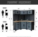 Garage Storage Cabinet System - 8-Piece Set with Corner Cabinet, Drawers, Workbench, Pegboard for Tool Organization - Black and Grey by GreenHaven Gardens