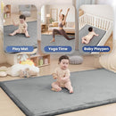 Baby Play Mat for Floor,1.3" Thick Memory foam Tummy Time Mat,Water Repellent Soft Velvet Nursery Rug,Extra Large Non Slip for Crawling,Toddlers,Infants,kids,Tatami Style for Living Room(Dark Grey) by TinyTreasures Baby Boutique