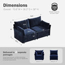 Oversized Loveseat Sofa, Modern Modular Sectional Couch Blue Fluffy Chenille Mid Century 2-Seat 24.5" Deep Seat for Apartment, Living Room, Bedroom by CozyNest Decor