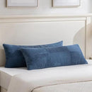 Fancy Homi Set of 2 Dusty Blue Boho Long Lumbar Body Decorative Throw Pillow Cover 14x36 Inch for Bed Couch Bedroom Bench, Soft Patchwork Corduroy Textured Pillow Case, Rustic Farmhouse Room Décor by CozyNest Decor