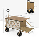 Whitsunday Collapsible Folding Wagon with Table,Heavy Duty Utility Beach Wagons with Opened Tailgate and All-Terrain Wheels for Camping,Garden,Sports Beige by GreenHaven Gardens