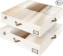 StorageWorks Underbed Storage Box, Under Bed Clothes Organizer With Sturdy Structure and Ultra Thick Fabric, Beige, 33" L x 31" W x 6 ¾ "H, 2 pack by CozyNest Decor