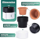 8 Inch Self-Watering Planter Pot with Terracotta Insert, Deep Water Reservoir, and Ceramic-Alike BPA-Free Plastic Planter Pot for Plant, Modern Planter for Houseplants, White/Black, 53-B-T-4 by GreenHaven Gardens