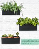 vensovo Metal Wall Hanging Planter Boxes – 12" Rectangle Flower Pots, 3 Pack with Drainage, Durable Galvanized Finish for Indoor Outdoor Balcony Fence Windowsill, Black by CozyNest Decor