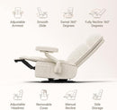 Nursery Swivel Glider Recliner Chair with Adjustable Armrests & Headrest, Rocking Chair Nursery with Removable Cover for Breastfeeding, FSC & Oeko-TEX Certified, Beige by TinyTreasures Baby Boutique