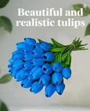 Artificial Tulips Flowers Long Stem Faux Tulips 15PCS Real Touch Fake Tulip for Vase Farmhouse Kitchen Spring & Wedding Home Decor by CozyNest Decor