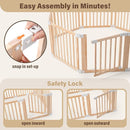 Foldable Wooden Playpen,Large Baby Gate Playpen with Child-Proof Lock-Easy Assembly, Portable Design for Babies & Toddlers- Shape& Size Adjustable Baby Fence Play Area(Wood, 6 Panel) by TinyTreasures Baby Boutique