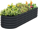 Kesfitt Galvanized Raised Garden Bed Kit,18" Tall 7-in-1 Outdoor Metal Planter Boxes with Safety Edging,8×2×1.5FT Modular Large Steel Raised Beds for Gardening Vegetables Fruits Flower by GreenHaven Gardens