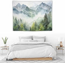 HZOHNAGO Mountain Tapestry Misty Green Forest Mountain Pattern Printed Wall Tapestry Wall Hanging for Bedroom Living Room Dorm 40" W x 30" H by CozyNest Decor