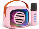 YF93 Kids Karaoke Machine with 7 Voice Effects, Bluetooth & Colorful LED Lights – Portable Singing Toy with Pro, Monster, KTV Modes for Home Parties（Pink） by TinyTreasures Baby Boutique