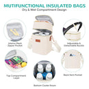PIIOSER Baby Bottle Tote Bag with Ice Pack, Fits 4 Baby Bottles Up to 9 Ounce, Small Insulated Breastmilk Cooler Travel Bag with Shoulder Strap for Nursing & Working Mom Daycare (Cream-S) by TinyTreasures Baby Boutique