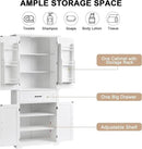 72.2" Tall Storage Cabinet with 4 Doors and Drawer, Freestanding Linen Cabinet, Wooden Pantry with Adjustable Shelf for Kitchen, Bathroom, Living Room White by CozyNest Decor