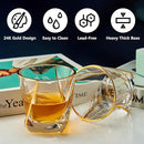 Crystal Whiskey Glasses Set of 2 with 24K Gold Rim,Bar Glasses,Twisted Whiskey Glass Gold Collection for Bourbon,Scotch and Wine,Rock Barware for Men Gift - 8oz by CozyNest Decor