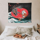 Houselerax Koi Fish Tapestries,Japanese Style Yin Yang Big Wave Cherry Blossoms Tapestry Wall Hanging for Bedroom Living Room Office Decor 60"x50" by CozyNest Decor