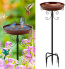 Daoeny Heavy Duty Bird Baths for Outdoors, 35In Outdoor Freestanding Birdbaths & Birdfeeder, Bird Bath Feeder Bowl with Metal Stake Garden Patio Yard Lawn Decor, Upgraded 5-Pronged Base (Brown) by GreenHaven Gardens