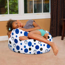 Posh Creations Bean Bag Chair for Kids, Teens, and Adults Includes Removable and Machine Washable Cover, Canvas Bubbles Blue and White, 27in - Medium by TinyTreasures Baby Boutique