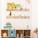 Fun Memories Nursery Book Shelves - Rustic Natural Solid Wood Floating Bookshelf for Kids - Wall Book Shelves for Kids Room (Natural, 32inch - 2P) by TinyTreasures Baby Boutique