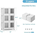 300Qt Stackable Storage Bins with Lids, 75Gal Closet Organizers and Storage Drawer, Plastic Collapsible Storage Bins with Doors, Heavy Duty Store Box Cabinet for Home Kitchen, 3Pack White by CozyNest Decor