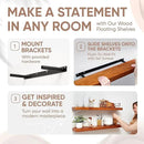 Homeforia Oak Floating Shelves 36 inches Long, High End Solid Real Wood 36 inch Floating Shelf for Room Wall, Honey Oak Wooden 36inch Kitchen Shelves, Heavy Duty Bracket, 36 X 6.5 X 1.75 in, Set of 2 by CozyNest Decor