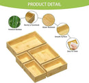 Bamboo Drawer Organizer Set, 5 PCS Multi-use Varied Sizes Junk Drawer Organizer Kitchen Storage Box for Office, Home, Bedroom, Bathroom, Bamboo by CozyNest Decor