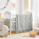 Tufted Ruffle Crib Bedding Set 3 Pieces Baby Girls Boys Boho Quilted Comforter with Fitted Sheet and Bed Skirt - Cute Ruffled Shabby Chic Baby Bedding Soft Blanket Design Light Gray by TinyTreasures Baby Boutique