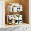 LAMU 12inch 2 Tier Lazy Susan Turntable Organizer Rotating Spice Rack Organization for Cabinet, Kitchen, Pantry, Countertop, Bathroom, Vanity, Medicine Cabinet Organizer, Clear by CozyNest Decor