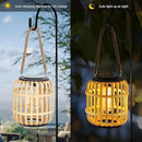 Outdoor Solar Rattan Lantern Hanging Lights with Handle, Waterproof Rattan Solar Lantern, Natural Bamboo LED Decorative Garden Lights for Yard, Patio, Wedding, Home Decoration by GreenHaven Gardens