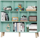 LEYAOYAO 10 Cube Bookshelf,3 Tier Modern Wide Bookcase with Legs,Mid-Century Wood Bookshelves Storage,Mint-Green Large Book Case,Freestanding Organizer Display Shelf for Bedroom,Living Room,Office by CozyNest Decor