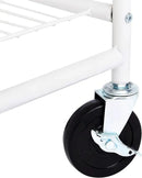 Amazon Basics Rectangular Laundry Hamper Basket Butler Cart with Wheels and Hanging Rack, White by CozyNest Decor
