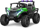 24V 2 Seater Ride on Car Truck, 4x200W, EVA Tires, Remote Control, 4WD/2WD, Rainbow Lights, Shock Absorbers, Bluetooth, Ride On UTV Toy for Kids Ages 3-8, Green by TinyTreasures Baby Boutique