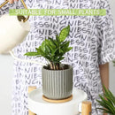 OMAYKEY 4 Inch Ceramic Plant Pot with Saucer, Creative Stripe Grey-Green Small Planters Pots with Drainage Hole and Mesh Pads for Succulent, Cactus, Herbs - Set of 4 by GreenHaven Gardens