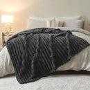 NEWCOSPLAY Super Soft Throw Blanket Grey Premium Silky Flannel Fleece 3D Ribbed Jacquard Lightweight Bed Blanket All Season Use (Grey Ribbed, Throw(50"x60")) by CozyNest Decor