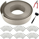 Landscape Edging Kit, Include 4 Inch High 120 Feet Length Terrace Board, 60 Durable Spikes, Edging Pruning Shear, Rubber Mallet Hammer, Gray by GreenHaven Gardens