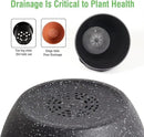 12/10/9 Large Modern Plant Pots, Plastic Planters with Drainage Holes and Saucers for Indoor Outdoor Plants Flowers, Black Speckles by GreenHaven Gardens