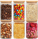 ComSaf 1.2 QT Glass Storage Containers with Lids, Glass Jars with Lids, Clear Food Jar, Square Canister Set of 6, Pantry Organizers and Storage for Cookie Flour Oat Pasta Tea Coffee Bean by CozyNest Decor
