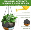 10 Inch Hanging Planters for Indoor & Outdoor Plants (2 Pack) - Self-Watering & Drainage Flower Pots with 2 Kinds of Plant Hangers for Home Decor & Garden (Deep Gray, 10 in) by GreenHaven Gardens