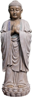 Design Toscano Bodh Gaya Asian Garden Statue, 9 inches wide, 30 inches tall, Cast Stone Resin, Faux Stone & Metallic Finish by GreenHaven Gardens