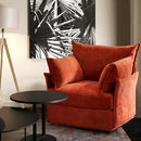 Oversized Accent Chair, Upholstered Modern Sofa Chair with Removable Backrest & Detachable Cover, 24.5" Deep Seat Large Reading Armchair for Living Room Bedroom - Chenille Terracotta Set of 2 by CozyNest Decor