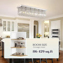 Rectangular Chandelier, Flush Mount Rectangle Chandelier Modern K9 Crystal Chandeliers Light Fixture, 6-Lights Raindrop Crystal Pendant Ceiling Light for Dining Room Bedroom Bar Club L31.5 Inch by CozyNest Decor