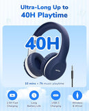 EarFun K2 Kids Bluetooth Headphones, Kids Headphones with Volume Limited, 40H Playtime, Built-in Mic, Stereo Sound, Foldable Over-Ear Headphone for School/Travel/iPad/Tablet, Blue by TinyTreasures Baby Boutique