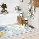Lahome Boho Rug Runner - 2x4 Area Rug Non-Slip Washable Soft Bathroom Runner Rug Small Throw Long Bath Rug Blue Kitchen Runner, Botanical Print Foor Mats Runner Rug for Bedroom Hallway Laundry Room by TinyTreasures Baby Boutique