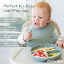 WeeSprout Baby Spoons for Self Feeding 6 Months +, Soft & Durable Silicone Utensils for Sensitive Gums & Teeth, Easy Grip Handles & Shorter Length for Little Hands, 3 Pack + Carrying Case by TinyTreasures Baby Boutique