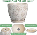 10 Inch Ceramic Planter Pot Large Plant Pot for Indoor Plants Outdoor Round Flower Pot with Drainage Hole and Saucer for Home Garden Decor White by GreenHaven Gardens