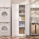 Kitchen Pantry Cabinet,71”White Metal Pantry Storage Cabinet with Doors and 4 Adjustable Shelves,Kitchen Cabinet with 2 Gold Handles,Tall Cabinet for Livingroom,Pantry, Bathroom,Kitchen by CozyNest Decor
