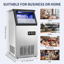 Commercial Ice Maker Machine 120Lbs/24H with 35Lbs Ice Capacity, 45Pcs Clear Ice Cubes Ready in 11-20Mins, Stainless Steel Under Counter Freestanding Large Ice Machine, 2 Water Inlet Modes by CozyNest Decor