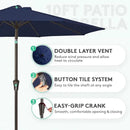 JEAREY 10FT Outdoor Patio Umbrella Outdoor Table Umbrella with Push Button Tilt and Crank, Market Umbrella 8 Sturdy Ribs UV Protection Waterproof for Pool, Garden (Navy) by GreenHaven Gardens