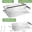 Magnetic Spice Rack for Refrigerator Spice Organizer, Strong Magnetic Shelf with 2 Removable Hooks Space Saver for Refrigerator and Microwave Oven, Metal Fridge Shelf(1 pack Silver) by CozyNest Decor