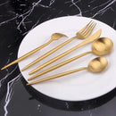 Matte Gold Silverware Set, Vanys 20 Piece Stainless Steel Cutlery Flatware Set, Kitchen Utensil Sets for 4, Tableware With Knife Spoons And Forks Set, Satin Finished Polished by CozyNest Decor